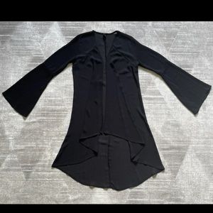 Forever 21 Women's Small Black Sheer Open Front Duster Cover Up Outerwear